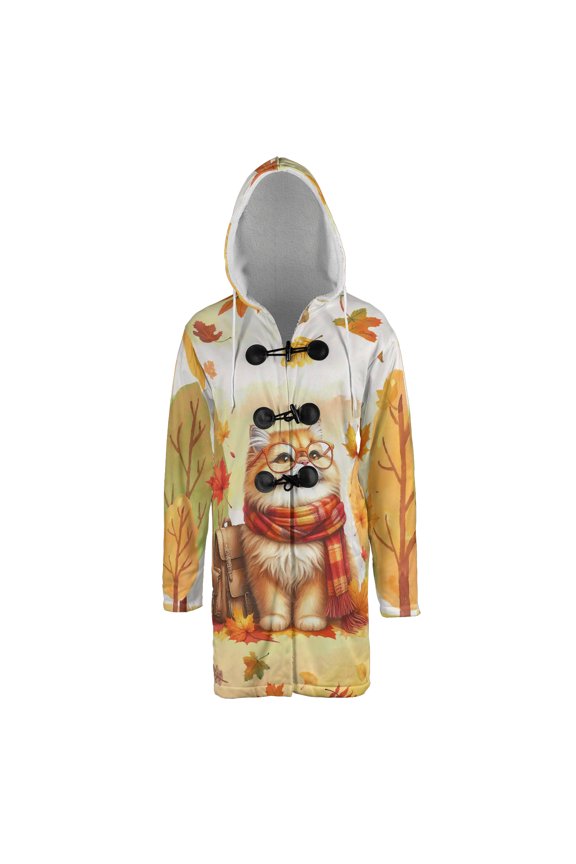 Welcome Fall Persian Enjoys School Time Autumn Fall Leaves All Over Print 3D Hooded Duffle Toggle Coat Cat Lover Kitten Owner Gifts - 02013