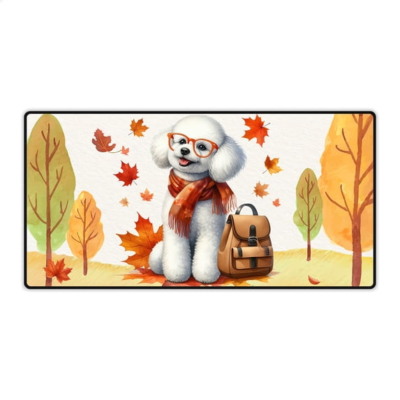 Welcome Fall Poodle Enjoys School Time Autumn Fall Leaves Desk Mat Full Keyboard Mouse Pad Poodles Dog Lover Gifts Idea Large Mousepad - 02013