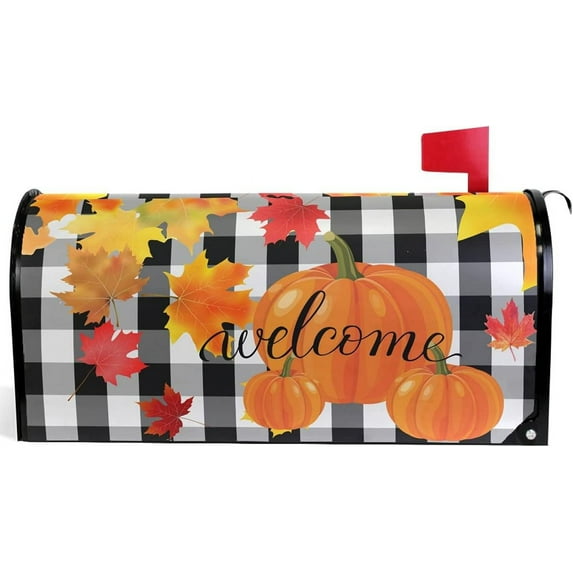 Welcome Fall Pumpkin Owls Sunflower Maple Leaves Mailbox Covers Large Happy Thanksgiving Day Autumn Magnetic Mail Cover Letter Post Box Oversized 25.5" L X 21" W