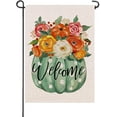 thumbnail image 1 of Welcome Fall Pumpkin Small Decorative Garden Flag, Autumn Beach Coastal Coral Leaves Yard Lawn Outside Decor, Thanksgiving Nautical Crab Starfish Outdoor Home Decoration Double Sided 12.5 x 18, 1 of 6