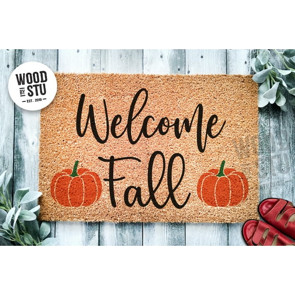 Welcome Fall Pumpkins Door Mat | Thanksgiving Rustic Fall Doormat | Welcome Mat Decor | Farmhouse Door Mat | Fall Autumn Gift | Home Doormat