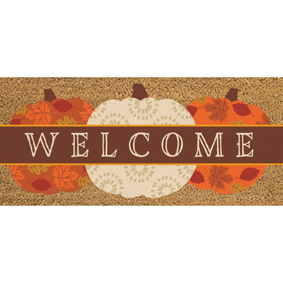 Welcome Fall Pumpkins Flocked Coir Sassafras Switch Mat