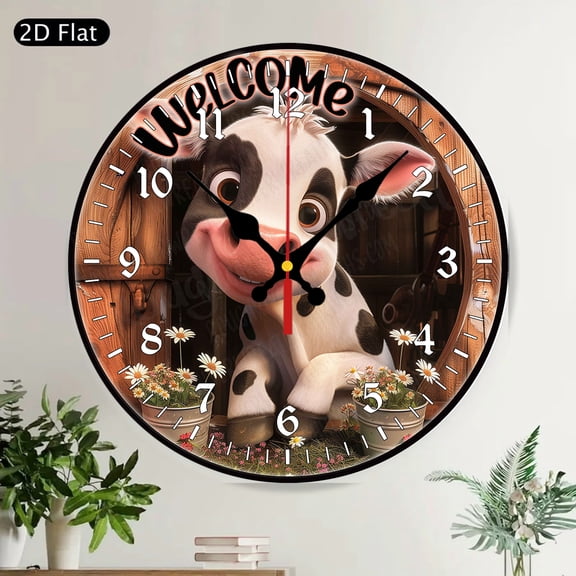 Welcome Fall Pumpkins Round Wall Clock Silent Non-Ticking Farmhouse Rustic Autumn Decor