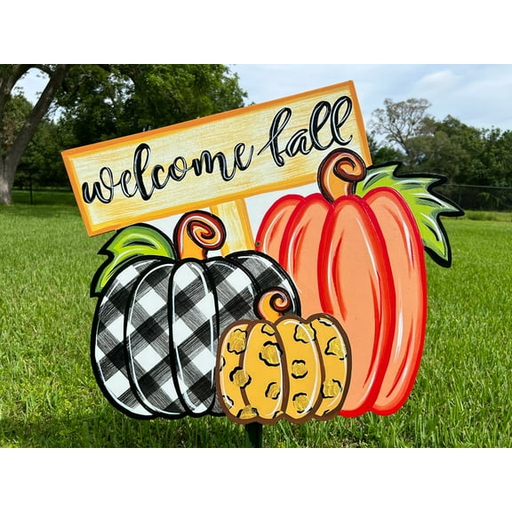 Welcome Fall Pumpkins Yard Art