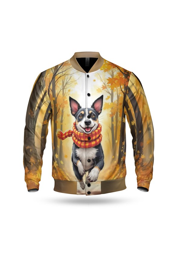 Welcome Fall Rat Terrier Strolling Through Autumn Maple Forest All Over Print 3D Baseball Jacket Ratty Dog Lover Bomber Jacket Softball - 12012