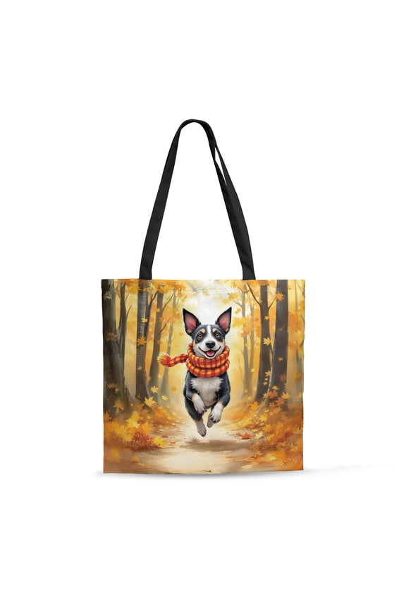 Welcome Fall Rat Terrier Strolling Through Autumn Maple Forest All Over Print 3D Canvas Tote Bag Ratty Dog Lover Reusable Handbag - 12012