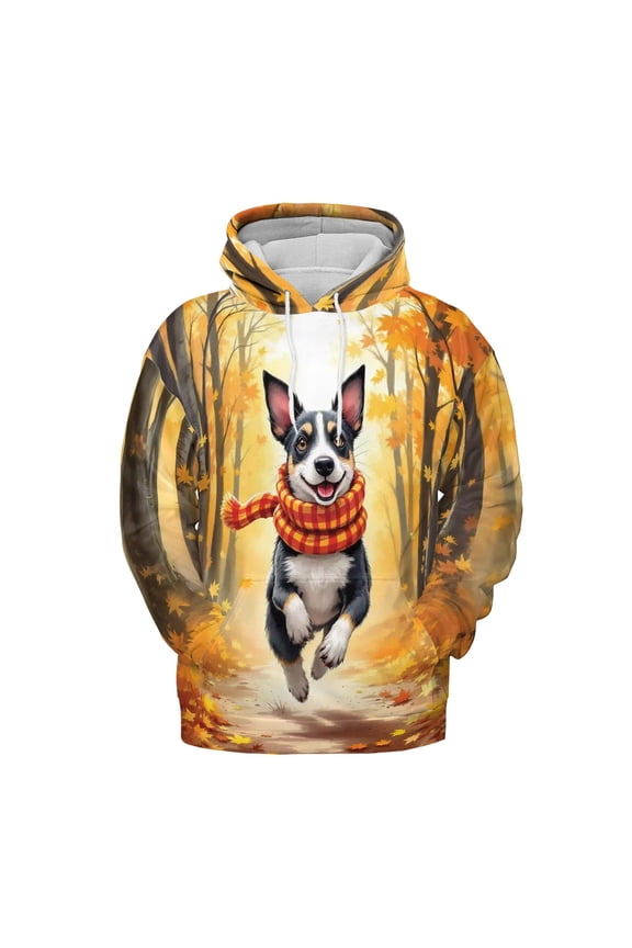 Welcome Fall Rat Terrier Strolling Through Autumn Maple Forest All Over Print 3D Hoodie Unisex Merch Hoodies Ratty Dog Lover - 12012