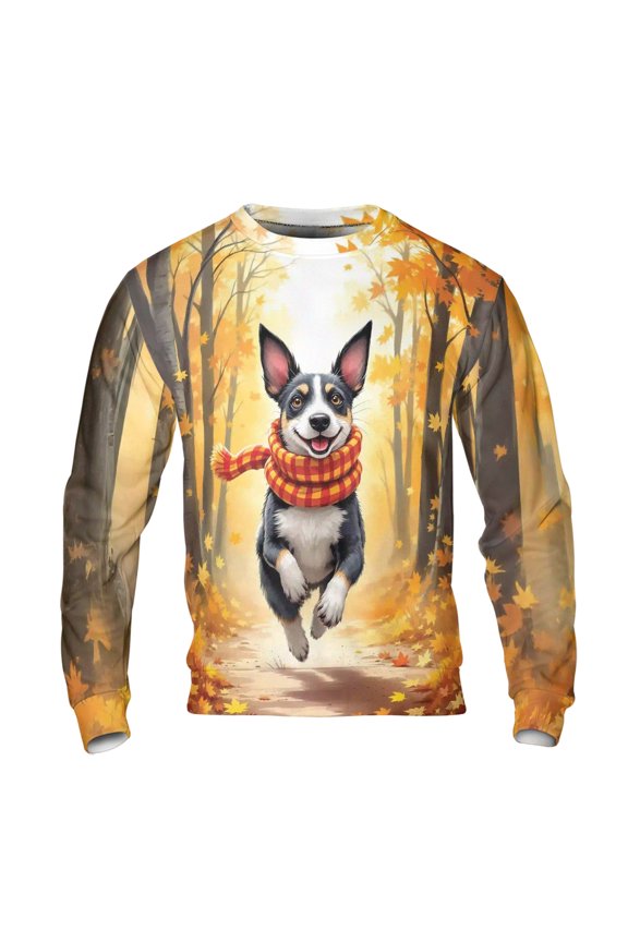 Welcome Fall Rat Terrier Strolling Through Autumn Maple Forest All Over Print 3D Sweatshirt Unisex Merch Ratty Dog Lover - 12012