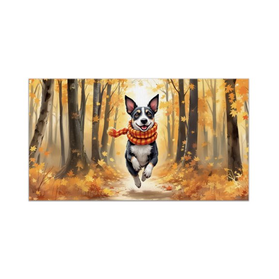 Welcome Fall Rat Terrier Strolling Through Autumn Maple Forest Doormat Ratty Dog Lover Indoor Outdoor Welcome Mat - 12012