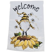 Spring Summer Bumble Bee Welcome Gnome Garden Flag 12 by 18 inch