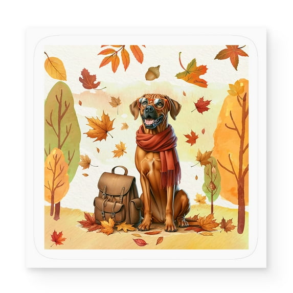 Welcome Fall Rhodesian Ridgeback Enjoys School Time Autumn Fall Leaves Vinyl Sticker Ridgebacks Dog Lover Gifts Waterproof Decal Art Decor - 02013