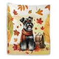 thumbnail image 1 of Welcome Fall Schnauzer Enjoys School Time Autumn Fall Leaves Quilt Blanket Miniature Schnauzer Dog Lover Cozy Comforter Throw Blanket - 02013, 1 of 5