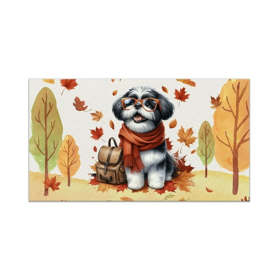 Welcome Fall Shih Tzu Enjoys School Time Autumn Fall Leaves Doormat Lion Dog Lover Gifts Indoor Outdoor Welcome Mat - 02013