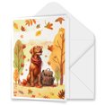 thumbnail image 1 of Welcome Fall Vizsla Enjoys School Time Autumn Fall Leaves 5x7in Folded Greeting Card Vizslas Dog Lover Gifts Idea Single Note Card with Envelope - 02013, 1 of 5