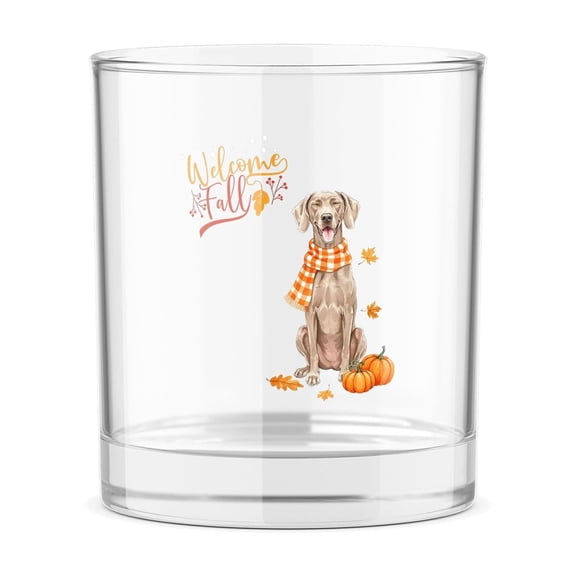 Welcome Fall Weimaraner Cozy Autumn Field Pumpkins Golden Leaves 11oz Whiskey Glass Mug Weim Gray Ghost Dog Lover Whiskey Cocktail Glasses Cup - 12013