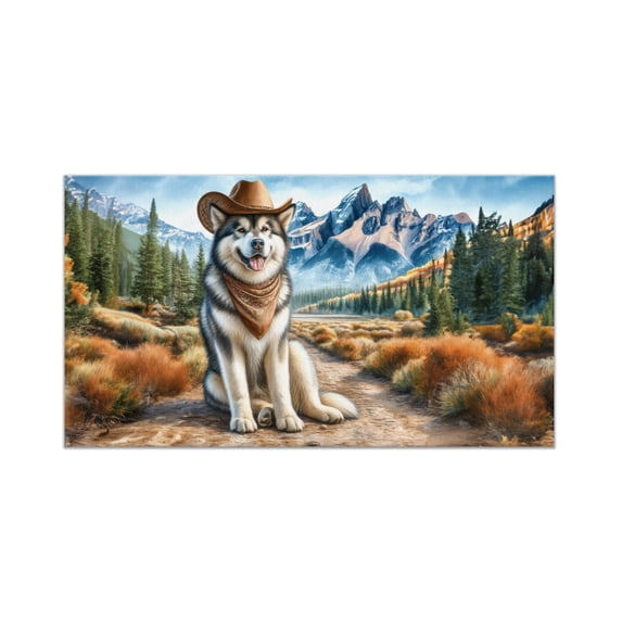 Welcome Fall Western Cowboy Alaskan Malamute Enjoys Majestic Autumn Doormat Alaska Mal Dog Lovers Gifts Indoor Outdoor Welcome Mat - 01007