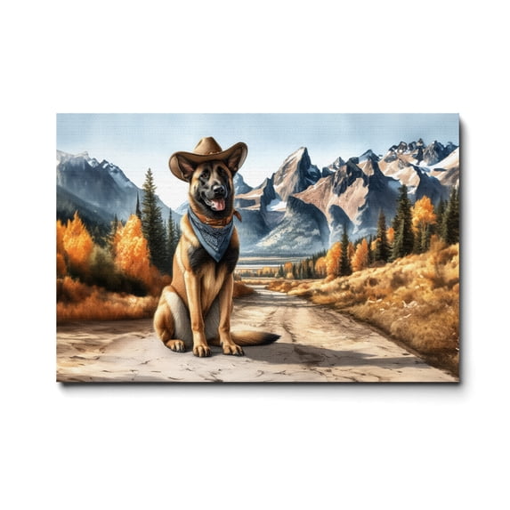Welcome Fall Western Cowboy Belgian Malinois Enjoys Majestic Autumn Horizontal Matte Canvas Poster Sheepdog Dog Lover Gifts Wall Art Home Decor - 01007