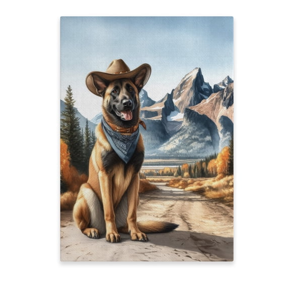 Welcome Fall Western Cowboy Belgian Malinois Enjoys Majestic Autumn Vertical Matte Canvas Poster Sheepdog Dog Lover Gifts Wall Art Home Decor - 01007