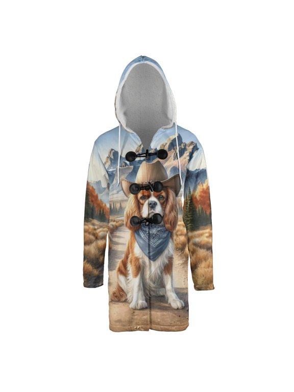Welcome Fall Western Cowboy Cavalier King Charles Spaniel Enjoys Majestic Autumn All Over Print 3D Hooded Duffle Toggle Coat Dog Lover Gifts - 01007