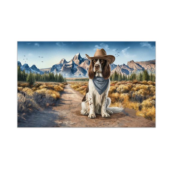 Welcome Fall Western Cowboy English Springer Spaniel Enjoys Majestic Autumn Doormat Springers Dog Lover Gifts Indoor Outdoor Welcome Mat - 01007