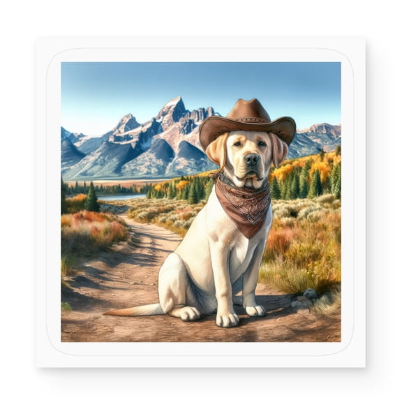 Welcome Fall Western Cowboy Labrador Retriever Enjoys Majestic Autumn Vinyl Sticker Lab Dog Lover Gifts Waterproof Decal Art Decor - 01007
