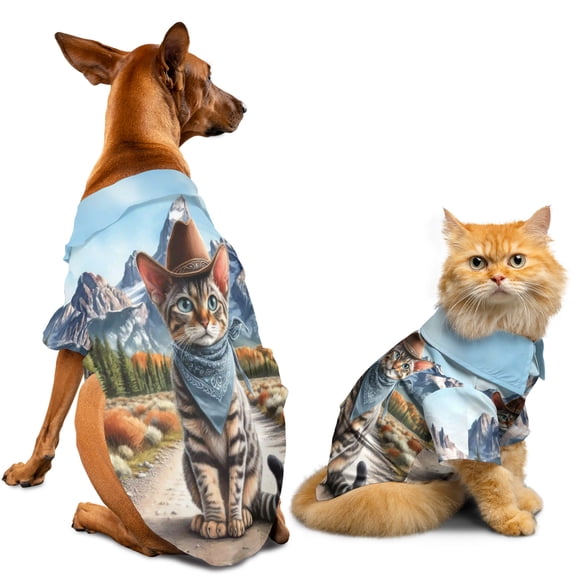 Welcome Fall Western Cowboy Manx Enjoys Majestic Autumn Hawaiian Summer Shirt for Small Medium Large Dog Cat Cat Lover Kitten Owner Gifts - 01007