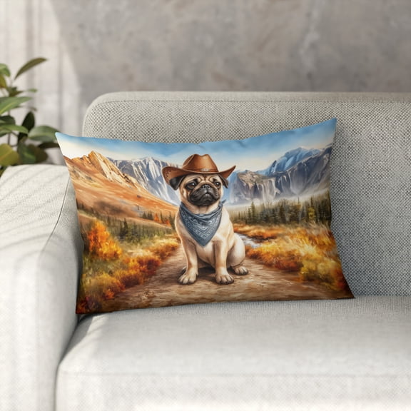 Welcome Fall Western Cowboy Pug Enjoys Majestic Autumn Pillowcase Double Sided Dog Lover Gifts Pillow Case Covers - 01007