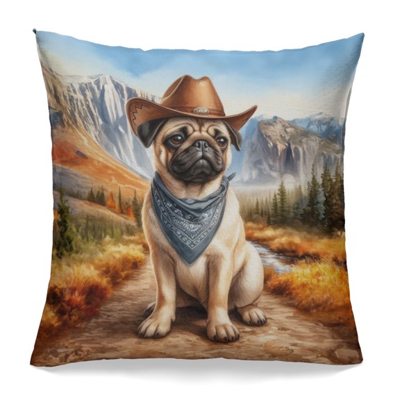 Welcome Fall Western Cowboy Pug Enjoys Majestic Autumn Pillowcase Double Sided Dog Lover Gifts Pillow Case Covers - 01007