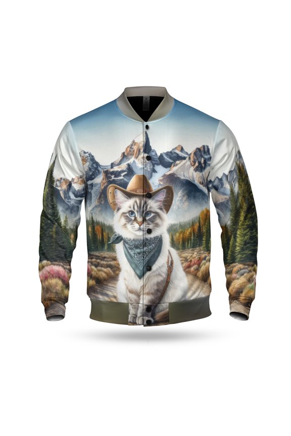 Welcome Fall Western Cowboy Ragdoll Enjoys Majestic Autumn All Over Print 3D Baseball Jacket Cat Lover Kitten Owner Gifts Idea Bomber Jacket Softball - 01007