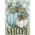 thumbnail image 1 of Welcome Fall White Teal Pumpkins Decorative Garden Flag, Blue Autumn Polka Dots Farmhouse Yard Outside Decorations, Thanksgiving Seasonal Burlap Outdoor Small Home Decor Double Sided 12x18, 1 of 6