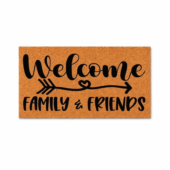 Welcome, Family And Friends - Brown Coir PVC Outdoor Doormat (18x30 inches)