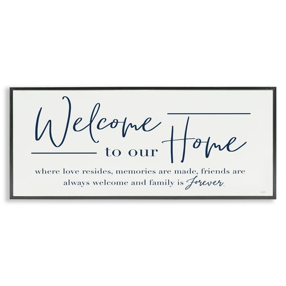 Stupell Industries Welcome Family is Forever Black Framed Giclee Art, design by Natalie Carpentieri, 10 x 24