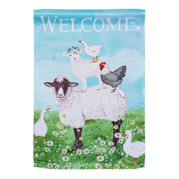 Welcome Farm Friends Suede Garden Flag