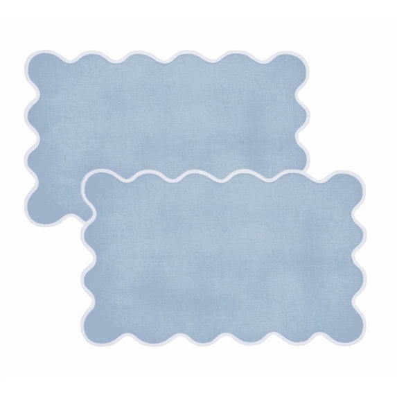 Welcome Floor Mat, Blue Scallop Indoor/Outdoor Layering Rug, Front ...