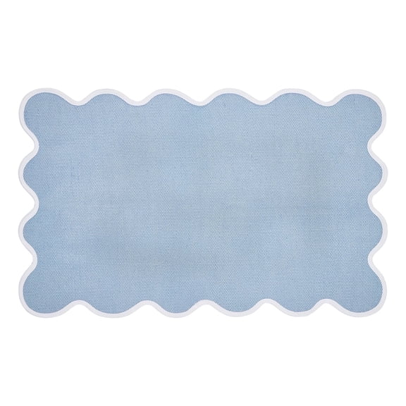 Welcome Floor Mat, Blue Scallop Indoor/Outdoor Layering Rug, Front Porch Shoe Scraper, Home Entrance Carpet,50x80cm