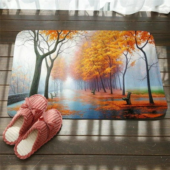 Welcome Floor Mats Lavender Scenery Printed Landscape Bathroom Kitchen Carpet Doormat Floor Mat for Living Room Anti-Slip Tapete
