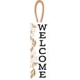 thumbnail image 1 of Welcome Floral Brown 10 x 4 Solid Pine Wood Decorative Vertical String Sign, 1 of 4