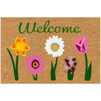 Welcome Floral Coco Coir Doormat for Indoor Outdoor Prime of The Day 2024 Outdoor Mat for Entryway Outside Yard Home Decoration Clearance Spring and Summer Door Mat for Entryway Non Slip Heavy Duty