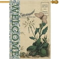 thumbnail image 1 of Welcome Flower Leaves House Flag 28x40 Inch Vintage Butterfly Floral Botanical Plants Leaf Yard Lawn Outside Flags Spring Summer Seasonal Burlap Outdoor Home Decoration Double Sided, 1 of 6