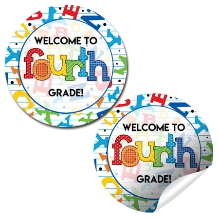 Welcome to Fourth Grade Stickers for Kids – 40 Count, 2 Inch Round Back to School Stickers for Teachers, First Day of School Labels for Goodie Bags and Classroom Supplies by Amanda Creation