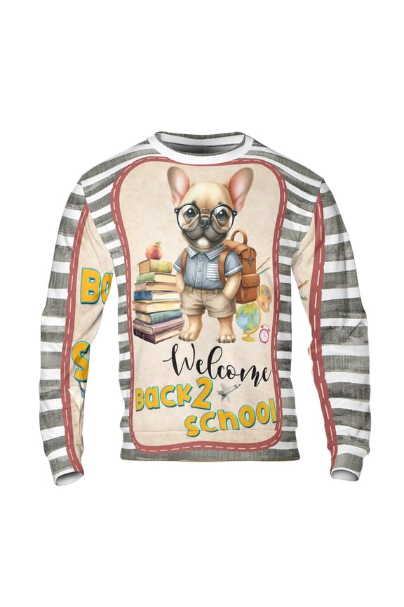 Welcome French Bulldog Back to School Vintage Retro All Over Print 3D Sweatshirt Unisex Merch Dog Lover Gifts - 02012
