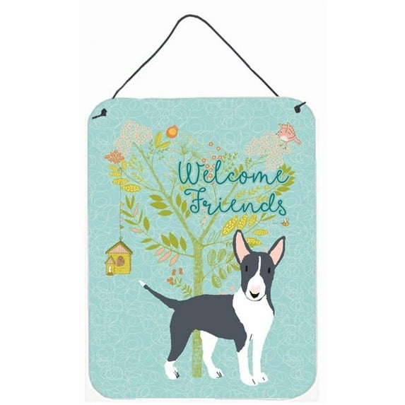 Welcome Friends Black Bull Terrier Wall or Door Hanging Prints