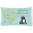 thumbnail image 1 of Welcome Friends Black French Bulldog Canvas Fabric Decorative Pillow - 12 x 16 in., 1 of 1