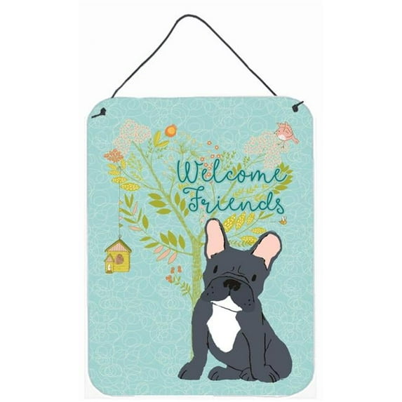 Welcome Friends Black French Bulldog Wall or Door Hanging Prints