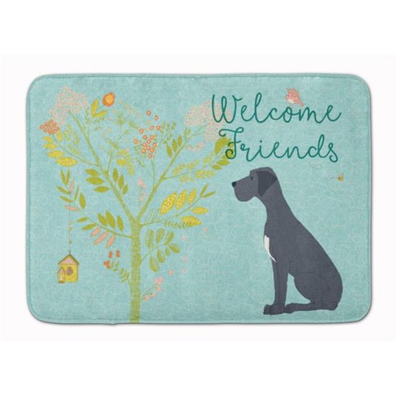 Welcome Friends Black Great Dane Machine Washable Memory Foam Mat - Black
