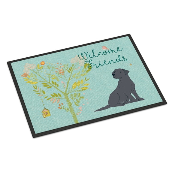 Welcome Friends Black Labrador Retriever Door Mat