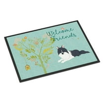 Welcome Friends Black White Collie Indoor or Outdoor Mat - Black - 24 x 36 in.
