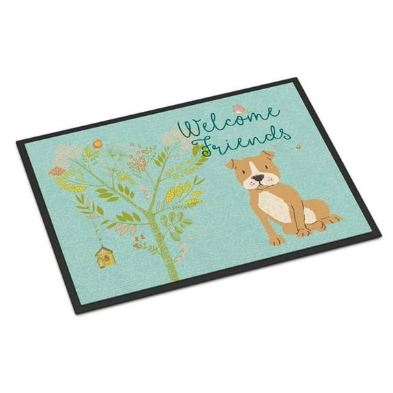 Welcome Friends Brown Staffie Indoor or Outdoor Mat - 24 x 36 in.