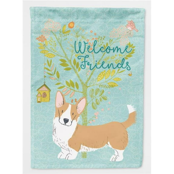 Welcome Friends Cardigan Welsh Corgi Tricolor Flag Garden
