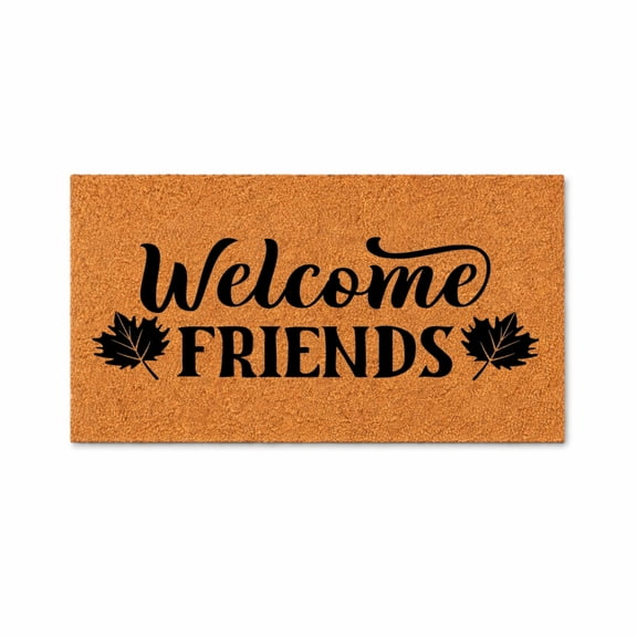 Welcome Friends Doormat, Fall Welcome Mat, Autumn Leaves Door Mat, Front Porch Entry Rug, New Home Gift 1318 (16x24 inches) 1318